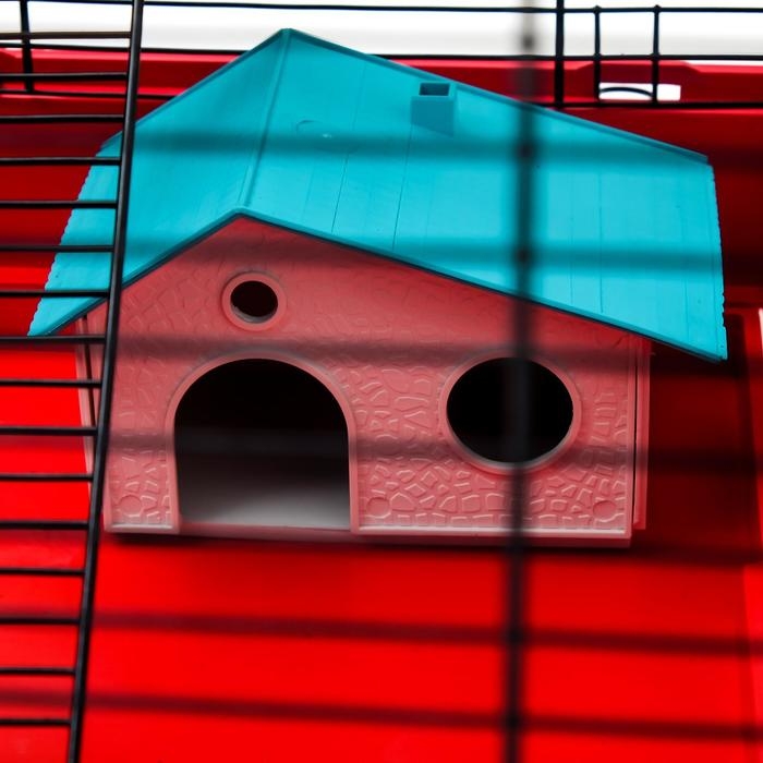 Клетка для грызунов Клетка для грызунов "Пижон" №5, с 3 этажами, укомплектованная, 41 х 30 х 58 см, рубиновая