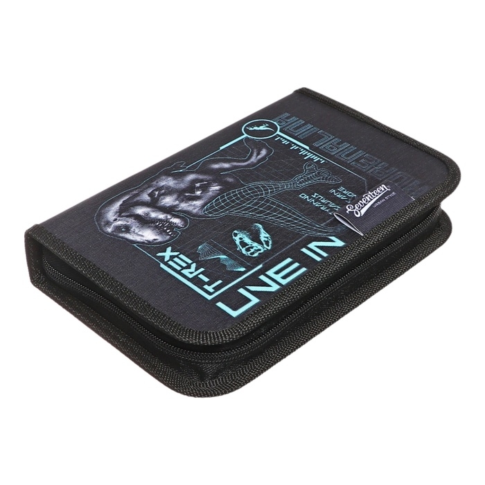 Пенал 1 секция, 130х200, откидная планка, ламинированный картон, для мальчика, чёрный, Seventeen Пенал 1 секция, 130х200, откидная планка, ламинированный картон, для мальчика, чёрный, Seventeen