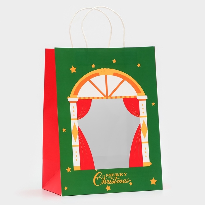 Пакет подарочный новогодний с окном Пакет подарочный новогодний с окном "Театр" 26 х 35 х 16 см.