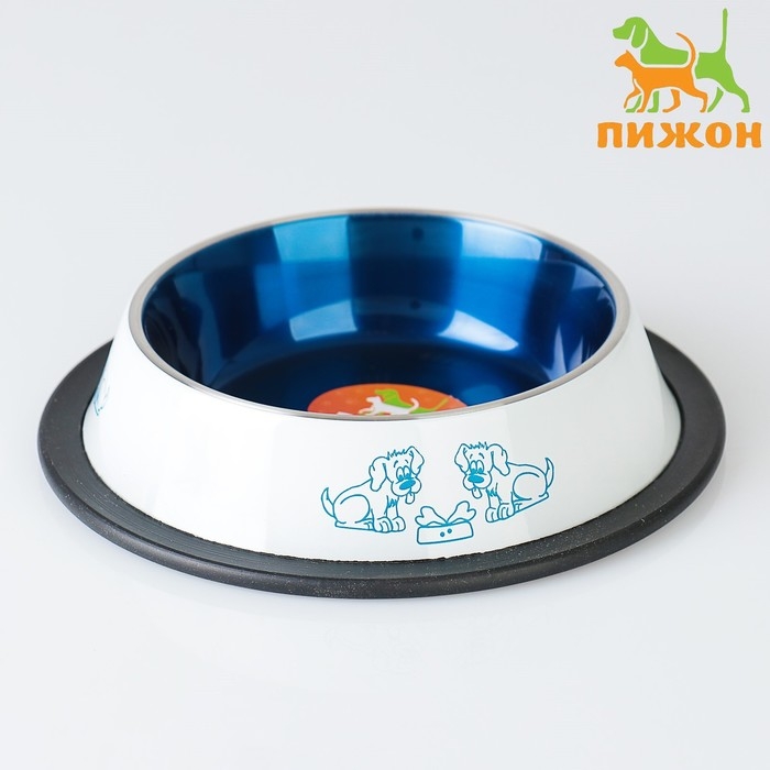 Миска с нескользящим основанием декоративная цветная, 230 мл, бело-синяя Миска с нескользящим основанием декоративная цветная, 230 мл, бело-синяя