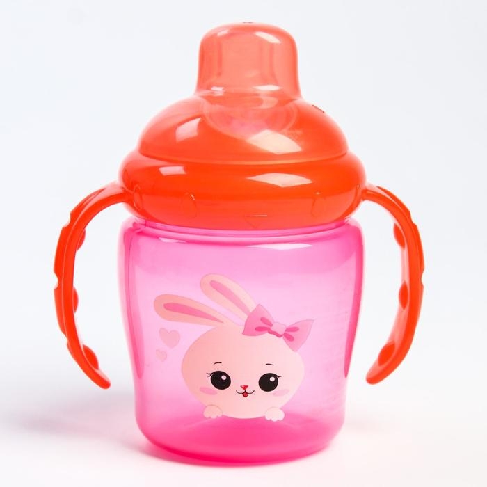 Поильник - непроливайка детский с мягким носиком «Зайка Полли», 250 мл., с ручками, цвет розовый Поильник - непроливайка детский с мягким носиком «Зайка Полли», 250 мл., с ручками, цвет розовый