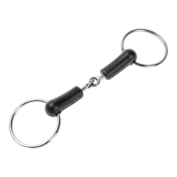 Удило для лошади с гипоалергенным пластиком, расстояние между кольцами 140 мм Удило для лошади с гипоалергенным пластиком, расстояние между кольцами 140 мм