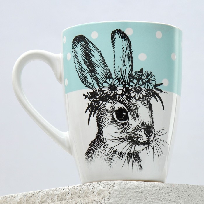 Кружка керамическая «Зайка», 350 мл, цвет белый Кружка керамическая «Зайка», 350 мл, цвет белый