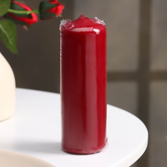 Свеча - цилиндр, 4×12 см, 15 ч, бордо Свеча - цилиндр, 4×12 см, 15 ч, бордо