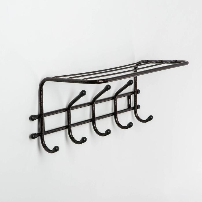 Вешалка настенная с полкой «Комфорт», 5 крючков, 41×20×10 см, цвет медный антик Вешалка настенная с полкой «Комфорт», 5 крючков, 41×20×10 см, цвет медный антик