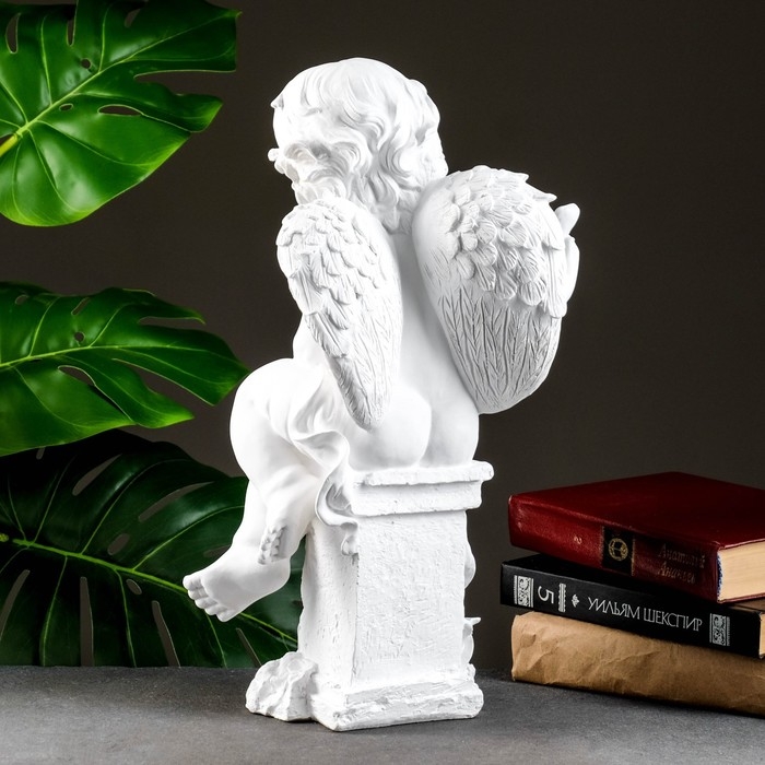 Фигура  Фигура "Ангелочек с чашей" белый, 13х15х43см