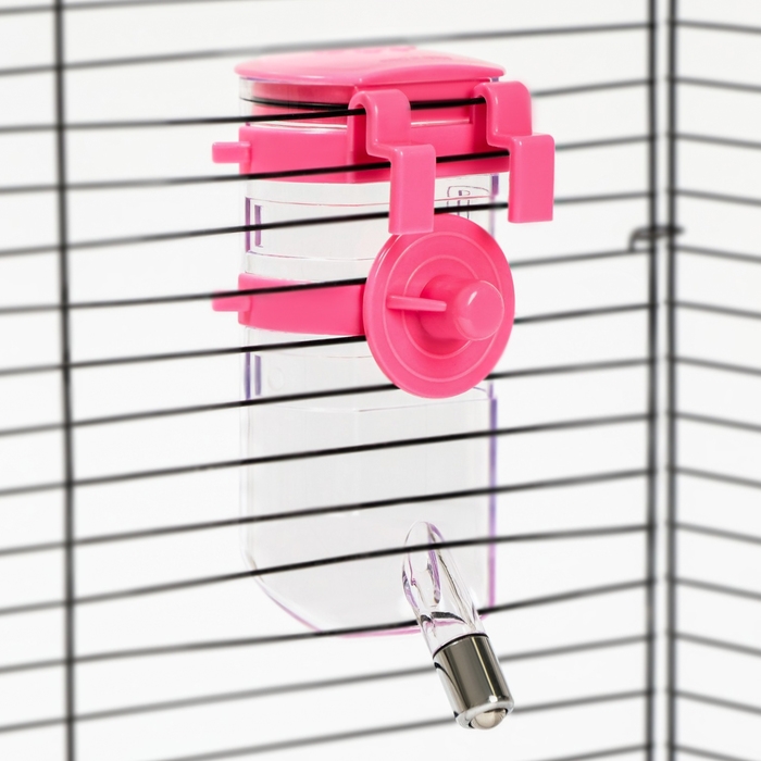 Поилка внешняя для клетки, 500 мл, розовая Поилка внешняя для клетки, 500 мл, розовая