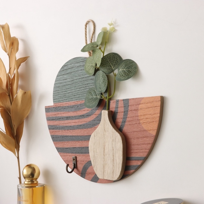 Крючки декоративные дерево Крючки декоративные дерево "Абстракция. Роза в вазе" 1,5х19х23,5 см