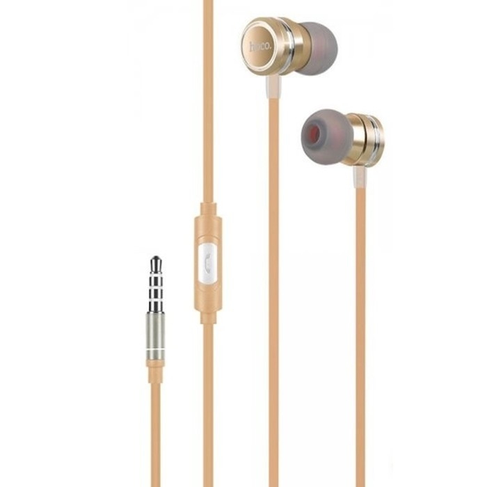 Наушники Hoco M16, проводные, вкладыши, микрофон, 1.2 м, золотистые