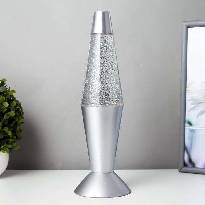 Светильник Светильник "Смерч" LED лава, блёстки, серебро 32 см RISALUX