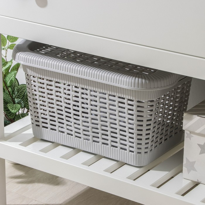 Корзина для хранения с крышкой, 45×28×24 см, 20 л, цвет МИКС Корзина для хранения с крышкой, 45×28×24 см, 20 л, цвет МИКС