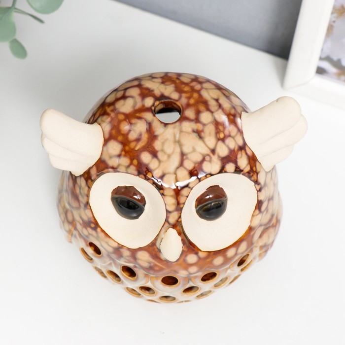 Подсвечник керамика на 1 свечу "Маленький филин" 12х10х9 см