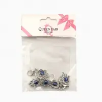 Шарм для браслета на карабине &laquo;Оберег рука Хамса&raquo;, синий в серебре