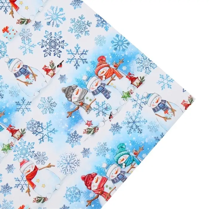 Упаковочная бумага на Новый год &laquo;Снеговички&raquo;, 70&times;100 см, глянцевая