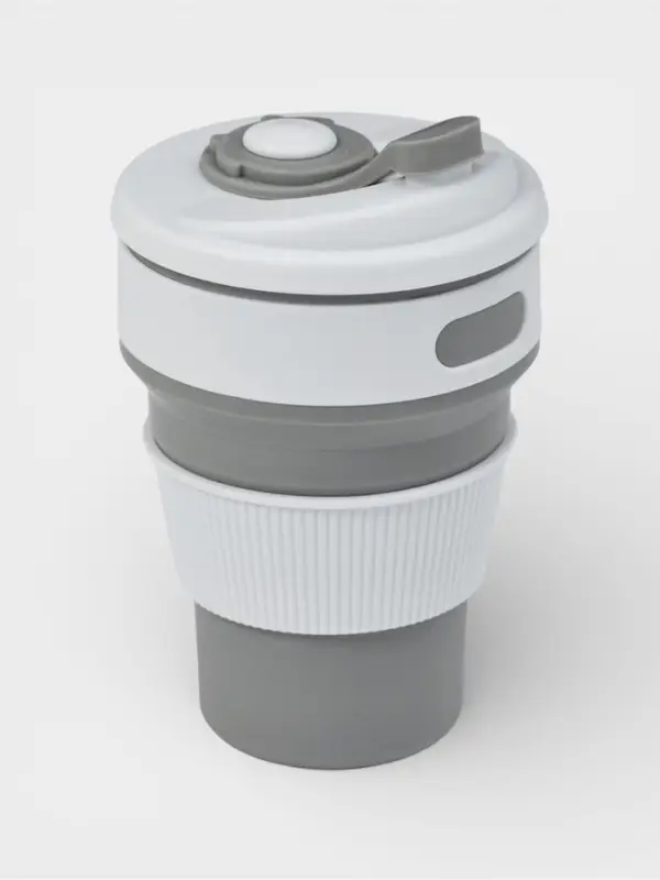 Стакан складной с крышкой Доляна &laquo;С собой&raquo;, 350 мл, 8.5&times;14 см, серый