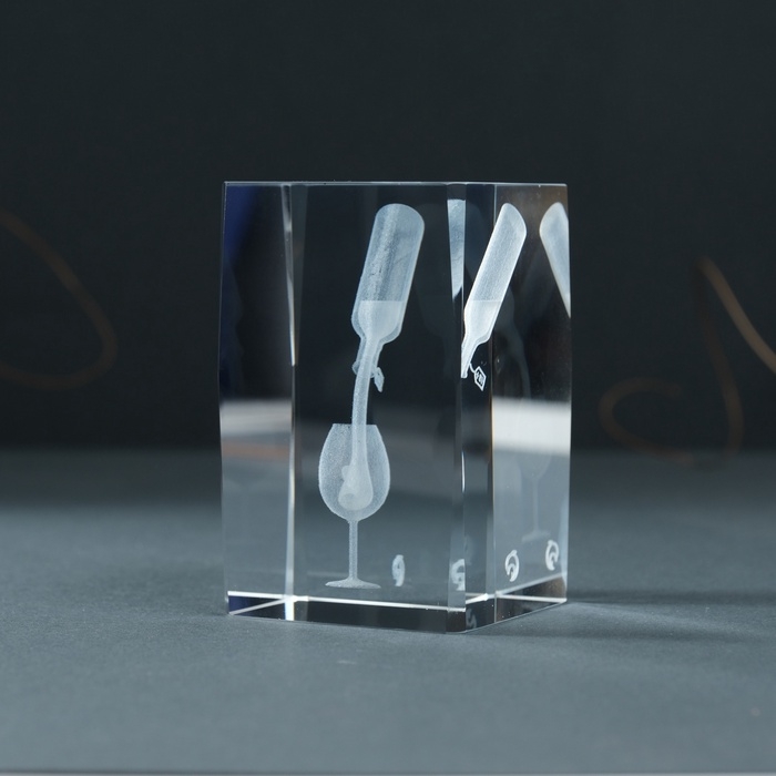 Сувенир стекло прямоугольник Сувенир стекло прямоугольник "Бокал и вино" 5х5х8 см