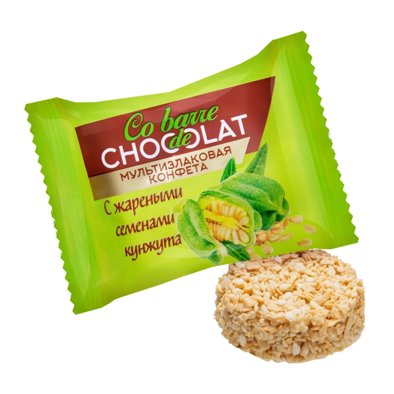 Конфеты Co barre de CHOCOLAT мультиз. с кунжутом и с белой конд. глаз., 1кг