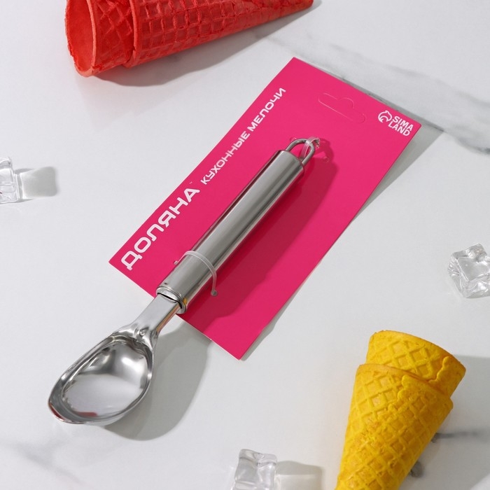 Ложка для мороженого Доляна «Металлик», 21 см, цвет серебристый Ложка для мороженого Доляна «Металлик», 21 см, цвет серебристый