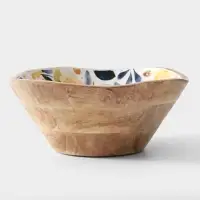 Салатник &laquo;Желтые и синие цветы&raquo;, 29&times;29&times;11 см, дерево манго