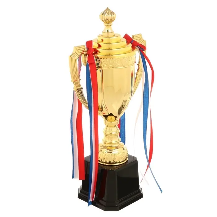 Кубок 180B, наградная фигура, золото, подставка пластик, триколор, 38.5&times;15&times;8 см