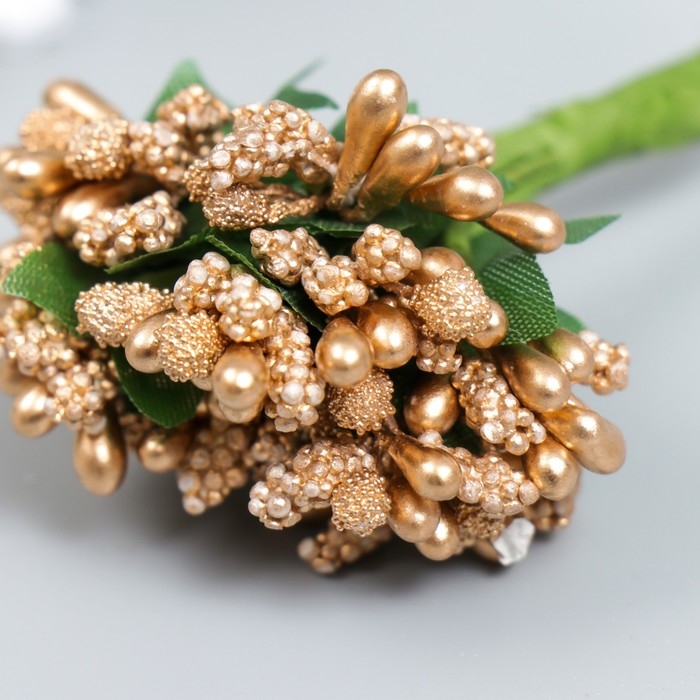 Цветы для декорирования Цветы для декорирования "Соцветие" золотой 1 букет=12 цветов 8,5 см