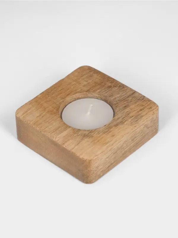 Подсвечник для чайной свечи "Квадрат" 8х8х2,5 см, дерево шишам