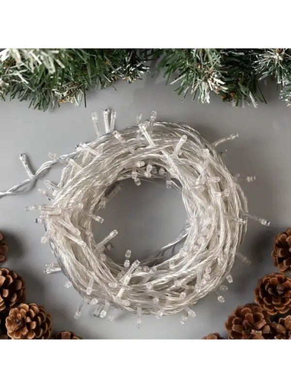 Гирлянда &laquo;Нить&raquo; 20 м, IP20, прозрачная нить, 200 LED, 8 режимов, 220 В, свечение мульти