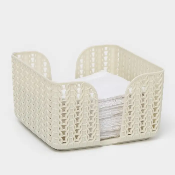 Салфетница IDEA &laquo;Вязание&raquo;, пластик, 14&times;14&times;8.5 см, серая