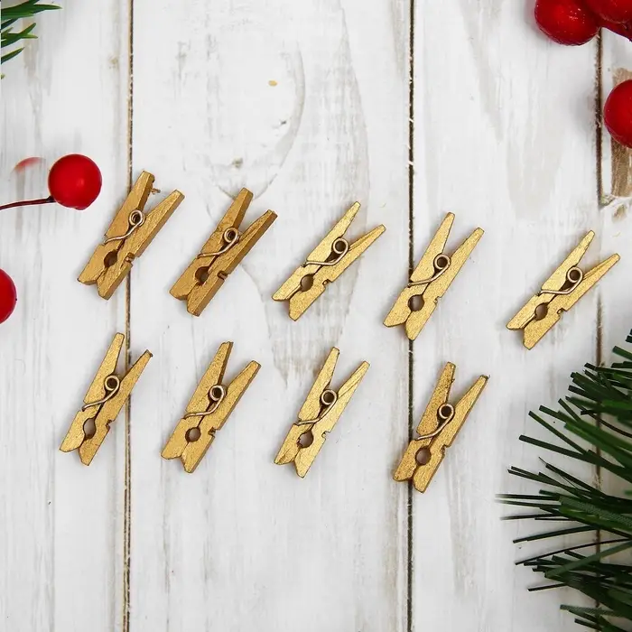 Прищепки декоративные в тёмном золоте, 50 шт.