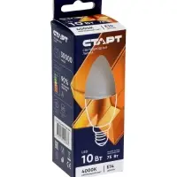 Лампа светодиодная СТАРТ, 10 Вт, Е14, С37, 4000К, 800 Лм, свечение нейтральное белое