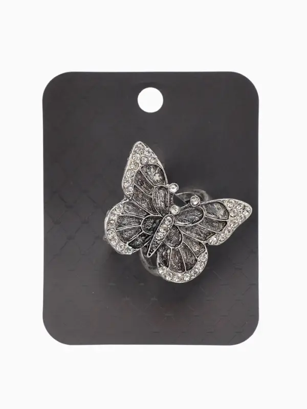 Кольцо для платка Кольцо для платка "Бабочка", цвет белый в чернёном серебре