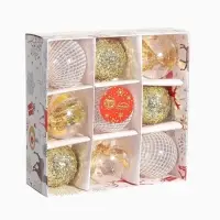Ёлочные игрушки &laquo;Капризы зимы&raquo;, шары новогодние, d=6 см, 9 шт. золото