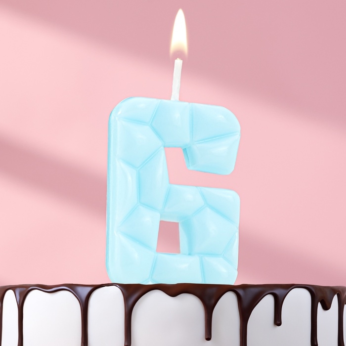 Свеча для торта Свеча для торта "Лёд", цифра "6, голубая