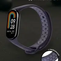 Ремешок для фитнес-браслета Mi Band 8/9 Luazon, с перфорацией, чёрный, серый