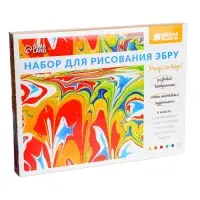 Набор для рисования эбру: краски 6 цв по 5 мл, 5 л бумаги, загуститель 14 г, инструменты Набор для рисования эбру: краски 6 цв по 5 мл, 5 л бумаги, загуститель 14 г, инструменты