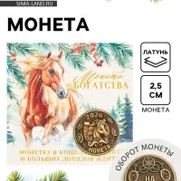 Монета новогодняя сувенирная «Богатства» акварель, латунь, диам 2.5см