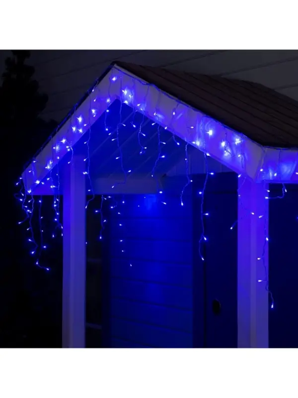 Гирлянда &laquo;Бахрома&raquo; 3&times;0.6 м, IP44, УМС, прозрачная нить, 160 LED, свечение синее, 220 В