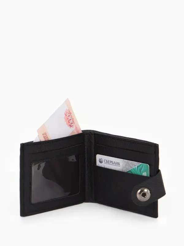 Портмоне мужское на магните, отдел для купюр, для карт, цвет чёрный