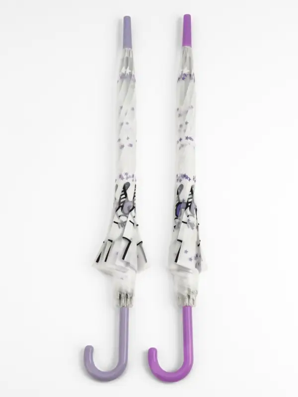 Зонт - трость детский &laquo;Единорог&raquo;, полуавтоматический, 8 спиц, R=45 см, d=90 см, белый/фиолетовый