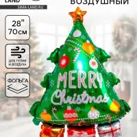 Воздушный шар фольгированный 28" &laquo;Новогодняя зелёная ёлочка&raquo;