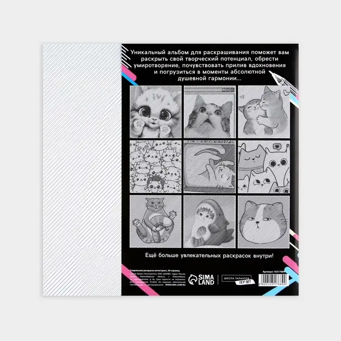 Раскраска-антистресс по полоскам &laquo;Озорные котята&raquo;, 21&times;21 см