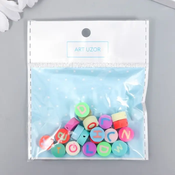 Бусины для творчества PVC  Бусины для творчества PVC "Английский алфавит на круге" цветные набор 20 шт 1х1х1 см