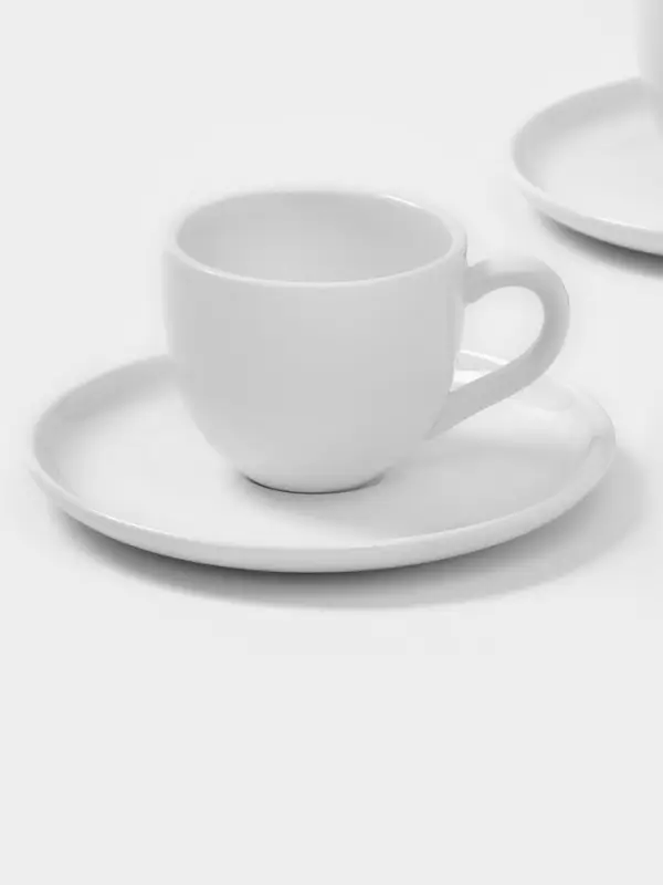 Чайный сервиз Magistro Mien, 2 персоны, 4 предмета: 2 чашки 200 мл, 2 блюдца d=16 см, фарфор, белый