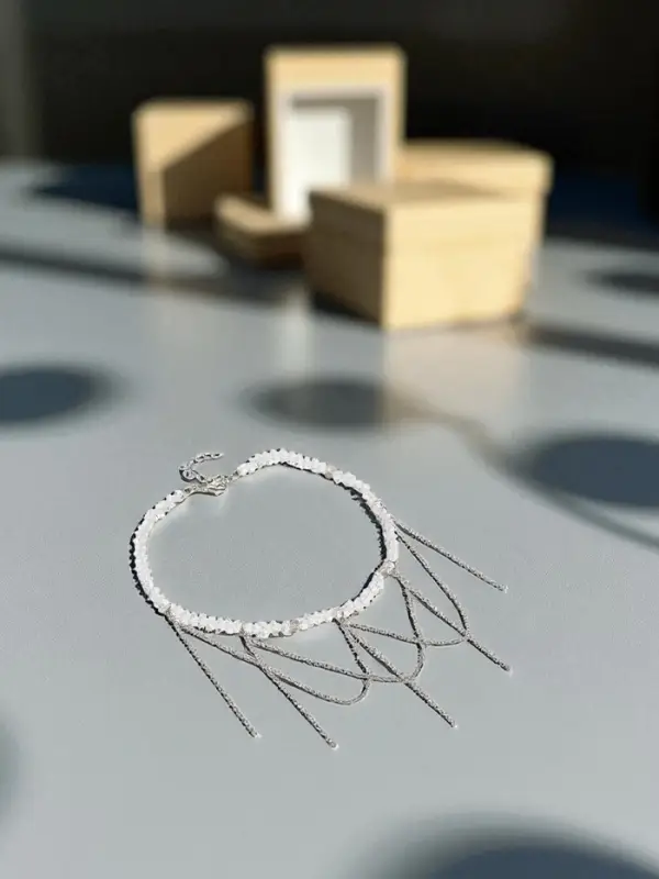 Колье &laquo;Дуга и водопад&raquo;, L=30 см, белое в серебре