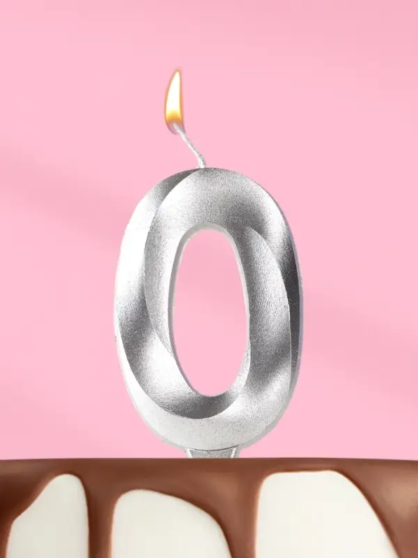 Свеча в торт «Грань», цифра 0, серебряный металлик, 6.5 см Свеча в торт «Грань», цифра 0, серебряный металлик, 6.5 см