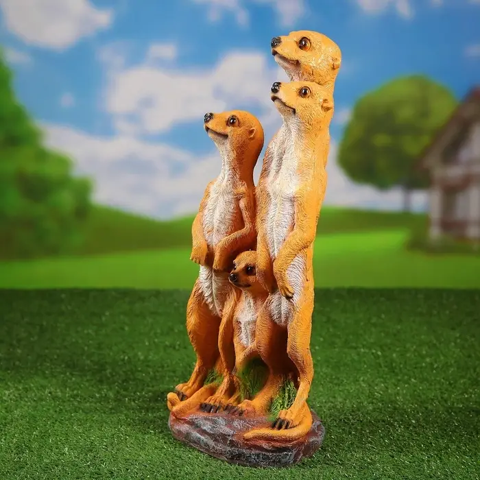 Садовая фигура из полистоуна «Сурикаты четвёрка», 46×17×20 см Садовая фигура из полистоуна «Сурикаты четвёрка», 46×17×20 см
