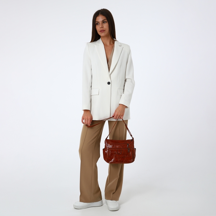 Сумка женская на одно плечо, на молнии, цвет коричневый