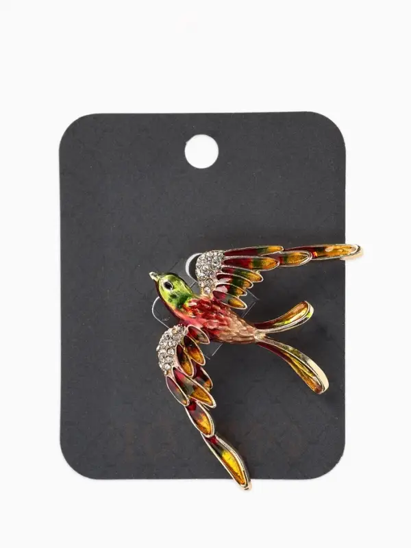 Брошь &laquo;Птица&raquo; ласточка,  цветная в золоте