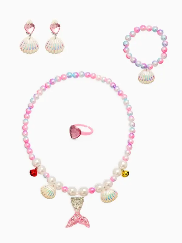 Набор детский «Выбражулька» русалочка, 4 пред :клипсы, кольцо, браслет, бусы, бело-розовый 1087536 Набор детский «Выбражулька» русалочка, 4 пред :клипсы, кольцо, браслет, бусы, бело-розовый 1087536