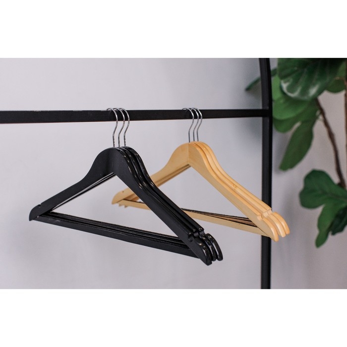 Плечики - вешалки для одежды LaDо́m Bois, 44,5×1,2×23 см, 3 шт, деревянные сорт А, антискользящая перекладина, цвет тёмное дерево Плечики - вешалки для одежды LaDо́m Bois, 44,5×1,2×23 см, 3 шт, деревянные сорт А, антискользящая перекладина, цвет тёмное дерево